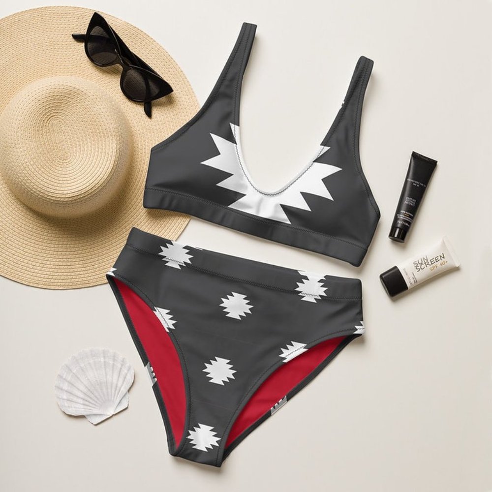 Western Aztec Print High-Waisted Bikini